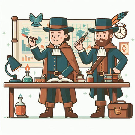 Vector illustration of two men in the style of the engravingのイラスト素材