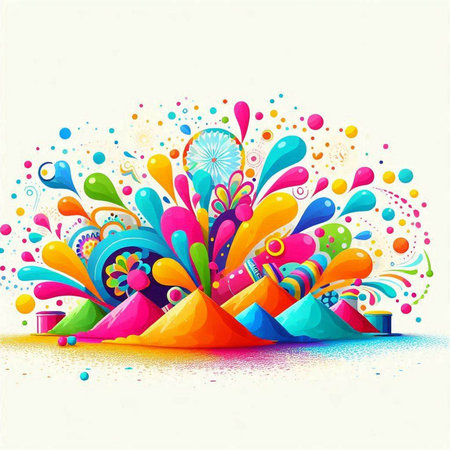 abstract colorful holi background with colorful paint splashes. vector illustrationのイラスト素材