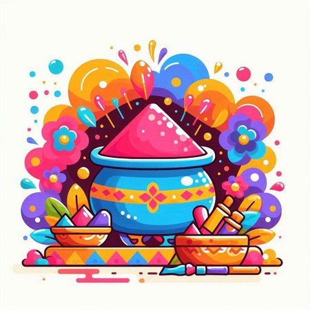 Indian Festival of Color Happy Holi greeting card. Vector illustration.のイラスト素材