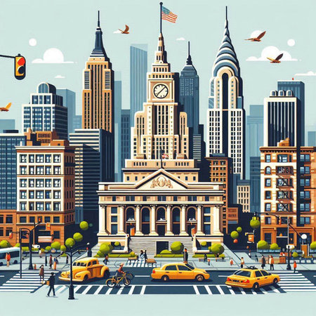 New York City, United States of America, USA, vector illustrationのイラスト素材