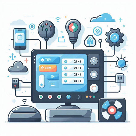 Vector illustration of a modern flat design concept of cloud computing, internet of things.のイラスト素材