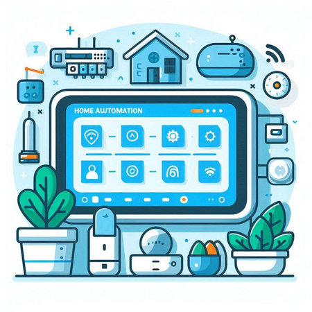 Smart home system. Internet of things concept. Vector illustration in flat styleのイラスト素材