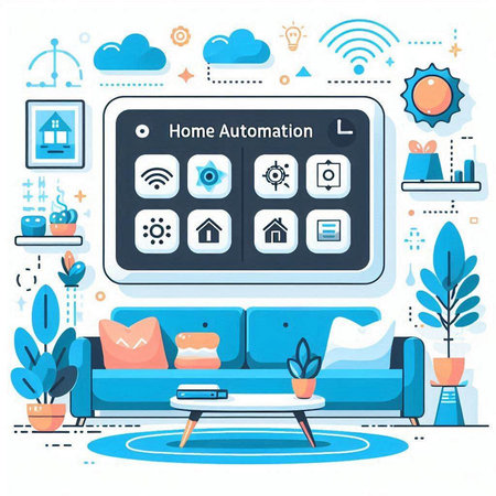 Modern flat design vector illustration concept of home automation system. Smart home automation system.のイラスト素材