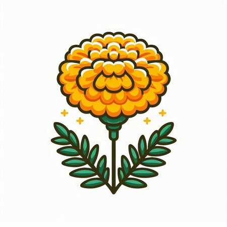 Marigold flower icon isolated on white background. Vector illustration.のイラスト素材