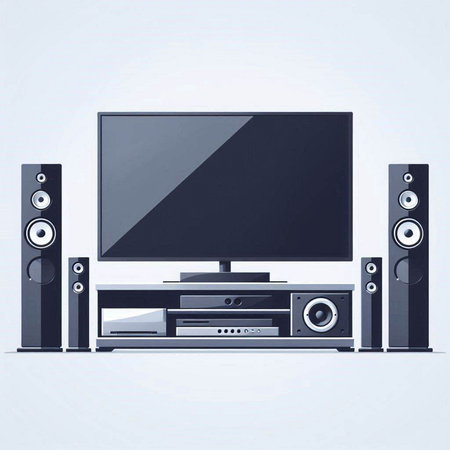 Home theater system with speakers on a white background. Vector illustration.のイラスト素材