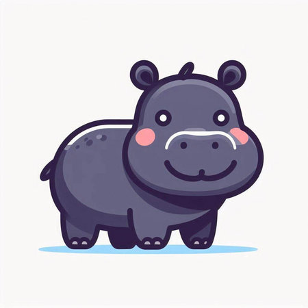 Cute hippopotamus vector illustration. Cute cartoon animal.のイラスト素材