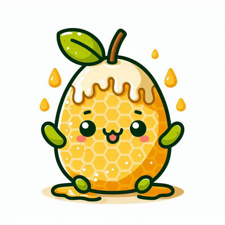Cute kawaii honey bee cartoon character. Vector illustration.のイラスト素材