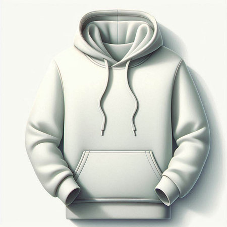 White hoodie with a hood on a white background. 3d renderingのイラスト素材