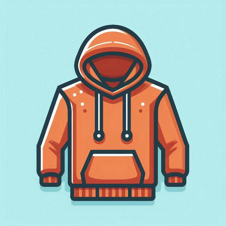 Vector illustration of a hooded jacket with a hood on a blue backgroundのイラスト素材