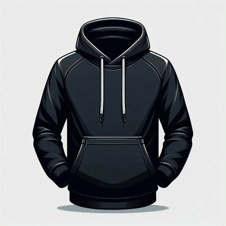 Sportswear. Black hooded sweatshirt. Vector illustration.のイラスト素材