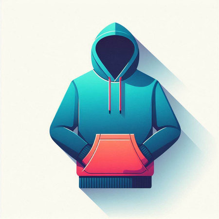 Stylized icon of a hooded sweatshirt with long shadowのイラスト素材