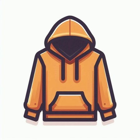 Orange hooded sweatshirt isolated on white background, vector illustration.のイラスト素材