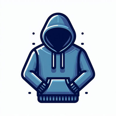 Stylized vector illustration of a hoodie on a white backgroundのイラスト素材