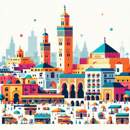 Tajikistan. Colorful cityscape. Vector illustration.のイラスト素材