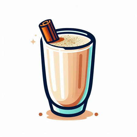 Coffee latte in a glass with cinnamon stick. Vector illustration.のイラスト素材