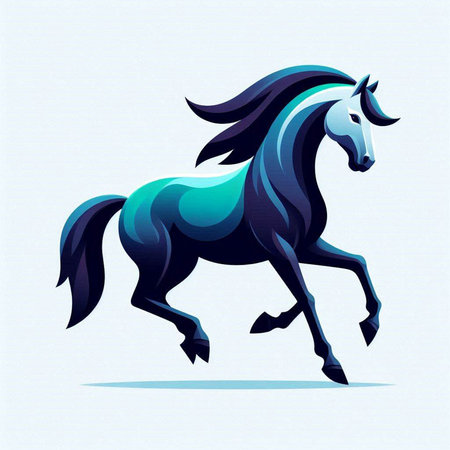 Horse. Vector illustration of a horse in the style of a blue color.のイラスト素材
