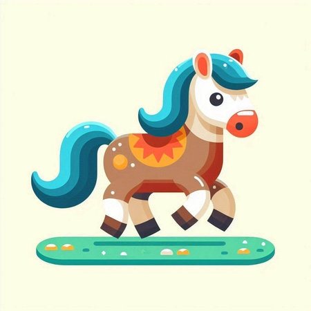 Cute cartoon horse. Colorful vector illustration in flat style.のイラスト素材