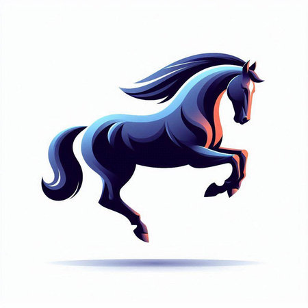 Illustration of a horse running in the wind on a white backgroundのイラスト素材