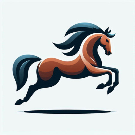 Vector illustration of a running horse with long mane and maneのイラスト素材