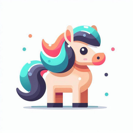 Cute cartoon horse. Vector illustration in a flat cartoon style.のイラスト素材
