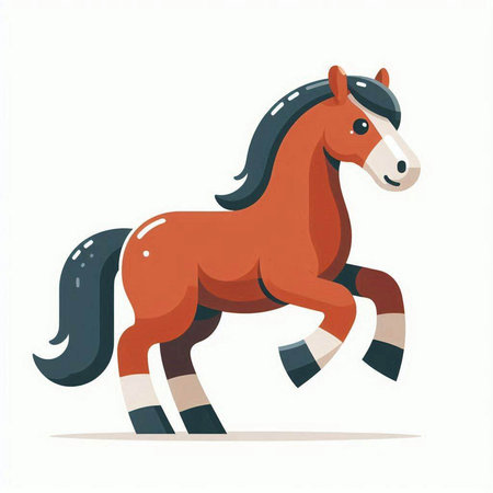 Running horse isolated on white background. Vector illustration in cartoon style.のイラスト素材