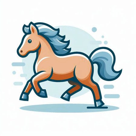 Horse running, cartoon vector illustration isolated on a white background.のイラスト素材