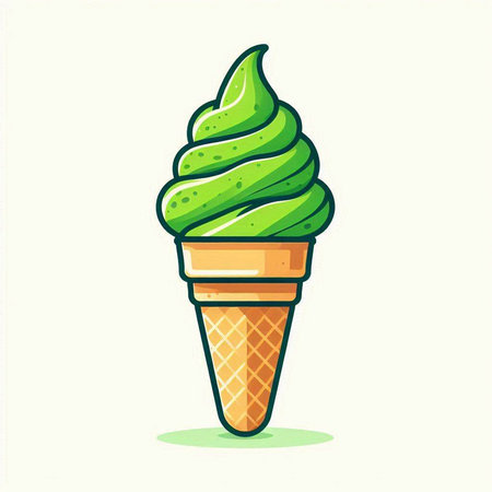 Ice cream in a waffle cone on a white background. Vector illustration.のイラスト素材