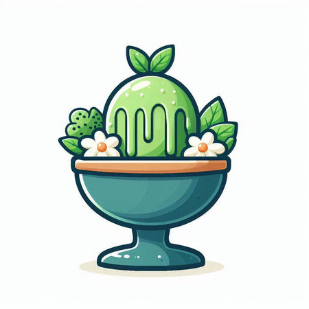 Easter egg in a bowl with flowers and leaves. Vector illustration.のイラスト素材