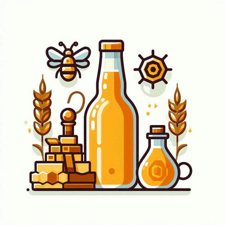 Set of honey and beekeeping icons. Vector illustration in thin line styleのイラスト素材