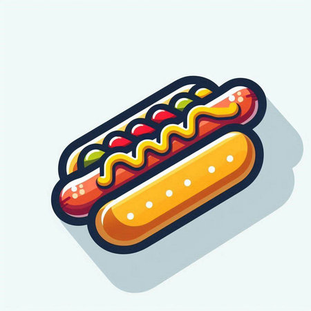 Hot dog vector icon. Fast food illustration. Isolated hot dog on white backgroundのイラスト素材