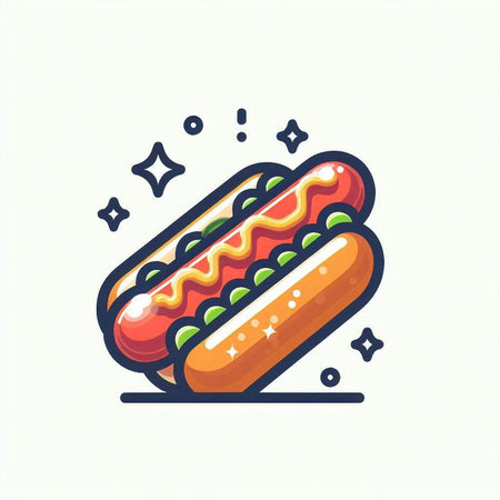 Hot dog icon. Fast food symbol. Vector illustration in flat styleのイラスト素材
