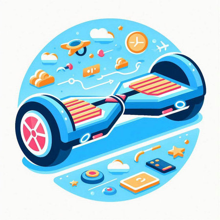 Self-balancing electric scooter. Modern flat vector illustration.のイラスト素材