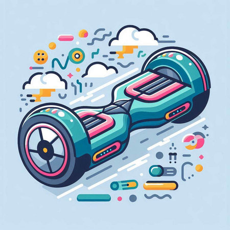 Modern self-balancing electric self-balancing self-balancing self-balancing electric scooter, vector illustrationのイラスト素材