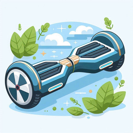 Modern self-balancing electric scooter. Vector illustration in cartoon style.のイラスト素材