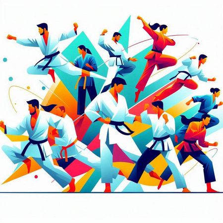 Taekwondo, karate, taekwondo vector illustrationのイラスト素材