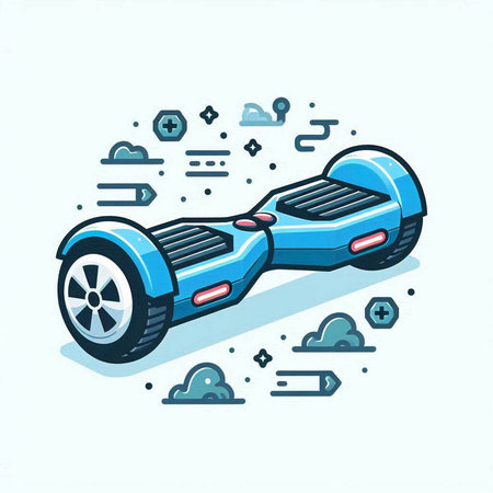 Modern self-balancing electric scooter. Hand drawn vector illustration.のイラスト素材
