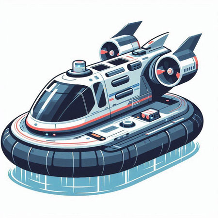 Space ship on a white background. Vector illustration in cartoon style.のイラスト素材