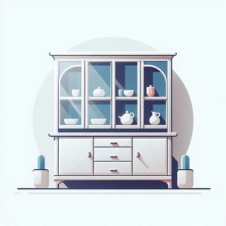 Illustration of a cupboard on a white background. Vector illustrationのイラスト素材