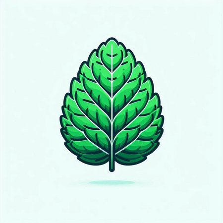 Mint leaf icon, vector illustration. Green leaf with shadow.のイラスト素材