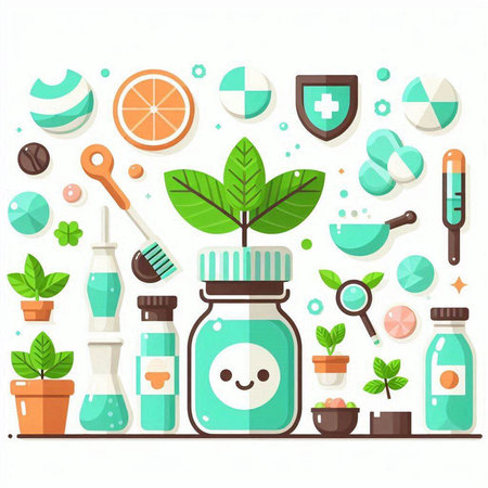 Pharmacy and medical icons. Vector illustration in flat style.のイラスト素材