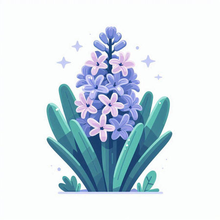 Flowering hyacinth. Vector illustration in cartoon style.のイラスト素材