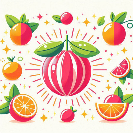 Fruit background with oranges and grapefruits. Vector illustration.のイラスト素材
