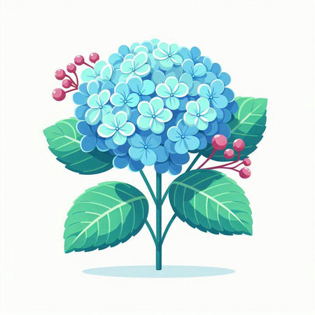 Blue hydrangea isolated on white background. Vector illustration.のイラスト素材