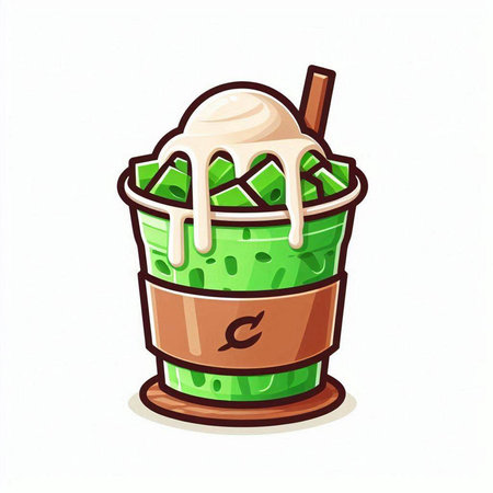 Coffee cup with ice cream and whipped cream. Vector illustration.のイラスト素材