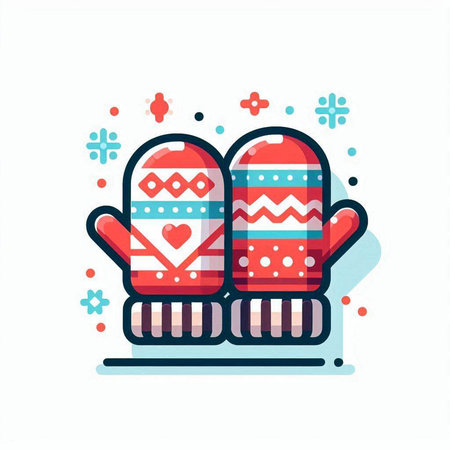Winter mittens vector icon in flat style. Vector illustration on white background.のイラスト素材