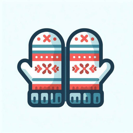 Winter mittens icon. Vector illustration in flat style. Winter clothes.のイラスト素材