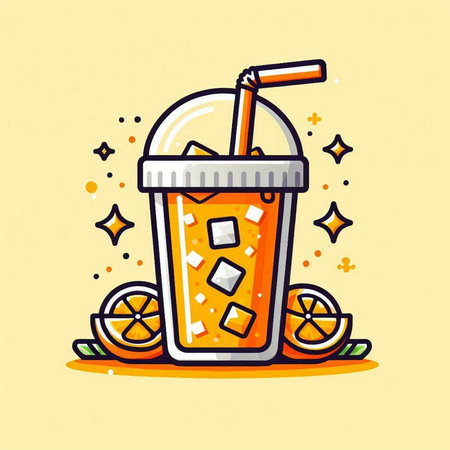 Cocktail icon. Vector illustration of a glass of orange juice.のイラスト素材