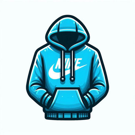 Vector illustration of a blue hoodie with a hood on a white backgroundのイラスト素材