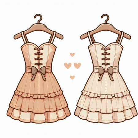 Cute dress for girls and boys on a hanger, vector illustrationのイラスト素材