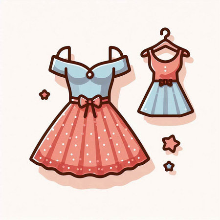 Dress for girls. Vector illustration of a dress for girls.のイラスト素材